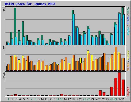 Daily usage for January 2023