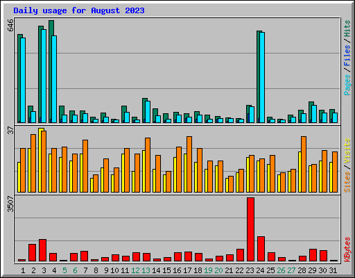 Daily usage for August 2023