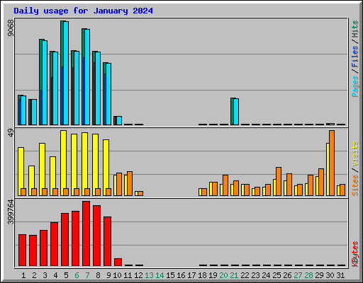 Daily usage for January 2024