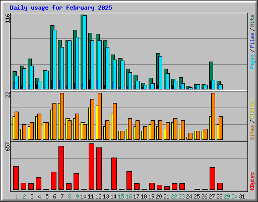 Daily usage for February 2025