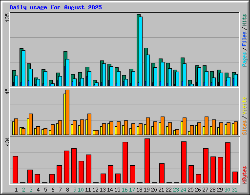 Daily usage for August 2025