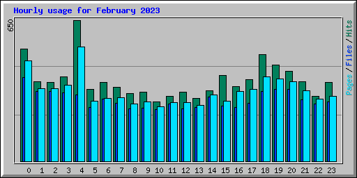 Hourly usage for February 2023